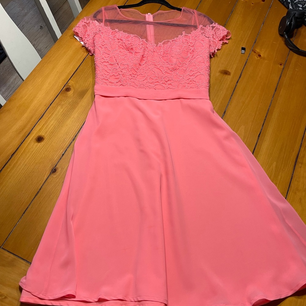 Morilee by Madeline Gardner coral dress